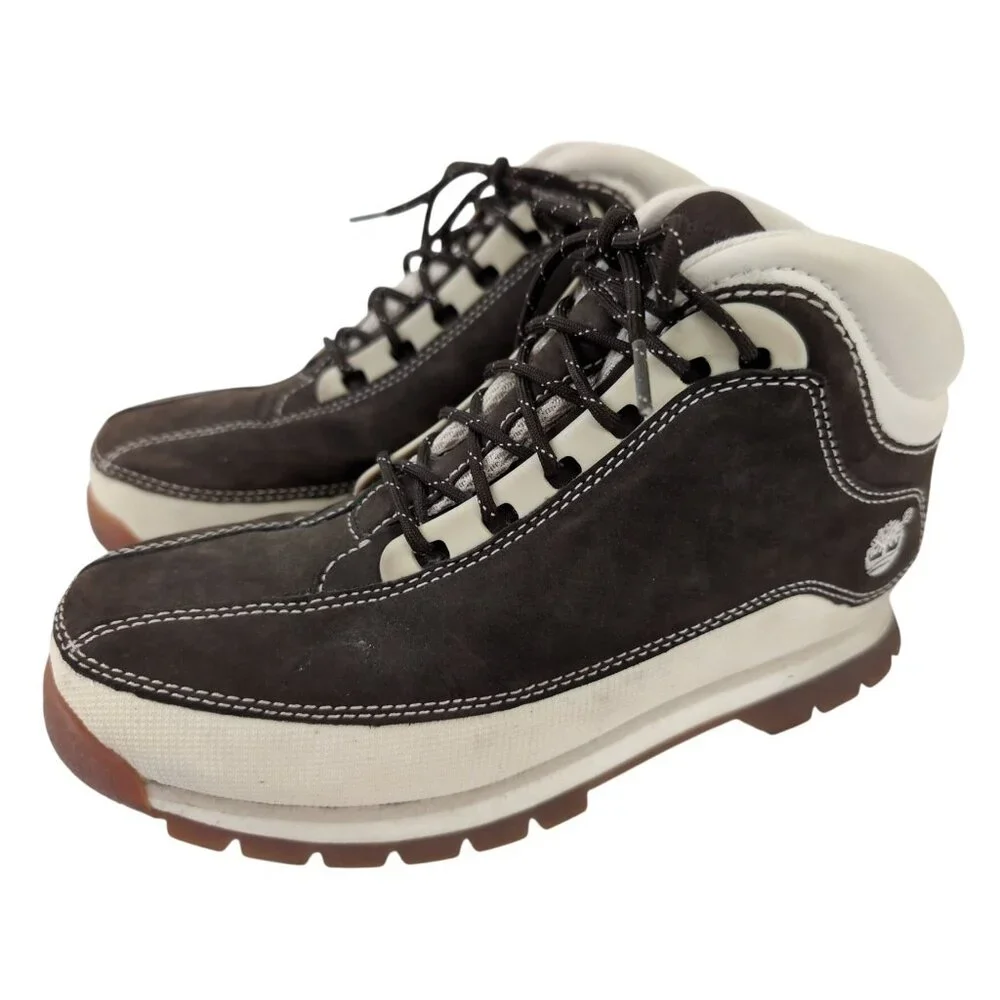 Timberland Juniors Euro Dub Boots Youth 4 Brown Leather Outdoor Hiking School
